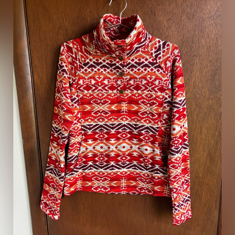 Women's Red Patterned Sweater - Picture 2 of 15